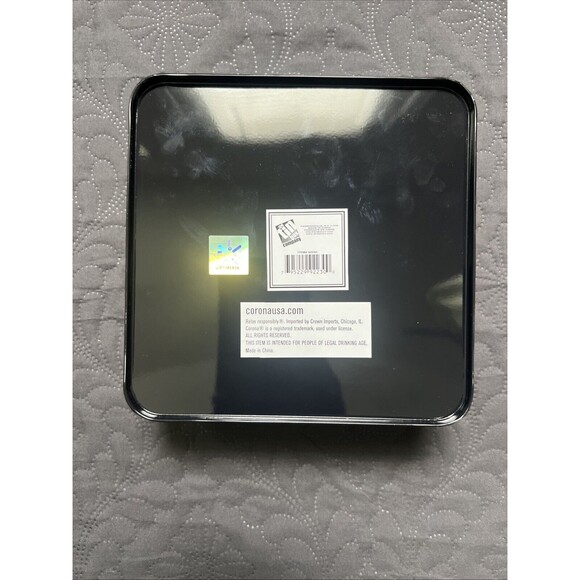 Corona Extra 4pc Set Tin Box Tray, Napkin Holder, Coasters & Storage Tin Barware - Picture 7 of 14